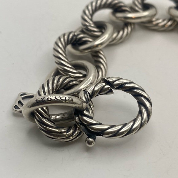 David Yurman Twisted Silver Link Bracelet - Picture 4 of 10
